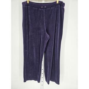 Lauren Ralph Lauren Women's Purple Velvet Straight-Leg Pull-On Trousers Size L